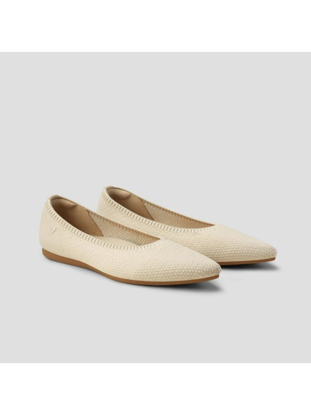 Vivaia Womens Beige Pointed-Toe Ballet Flats Aria 5° EU 40.5 Water-Repellent Kni